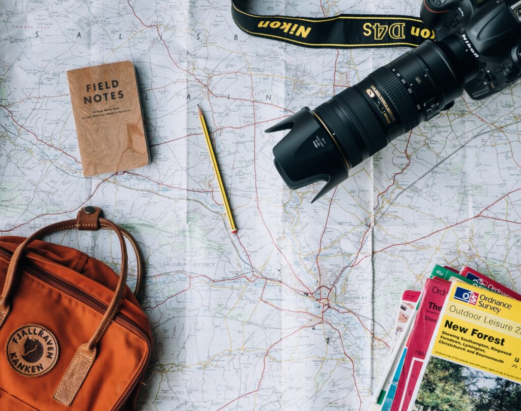 Passport, travel, travel bag, camera