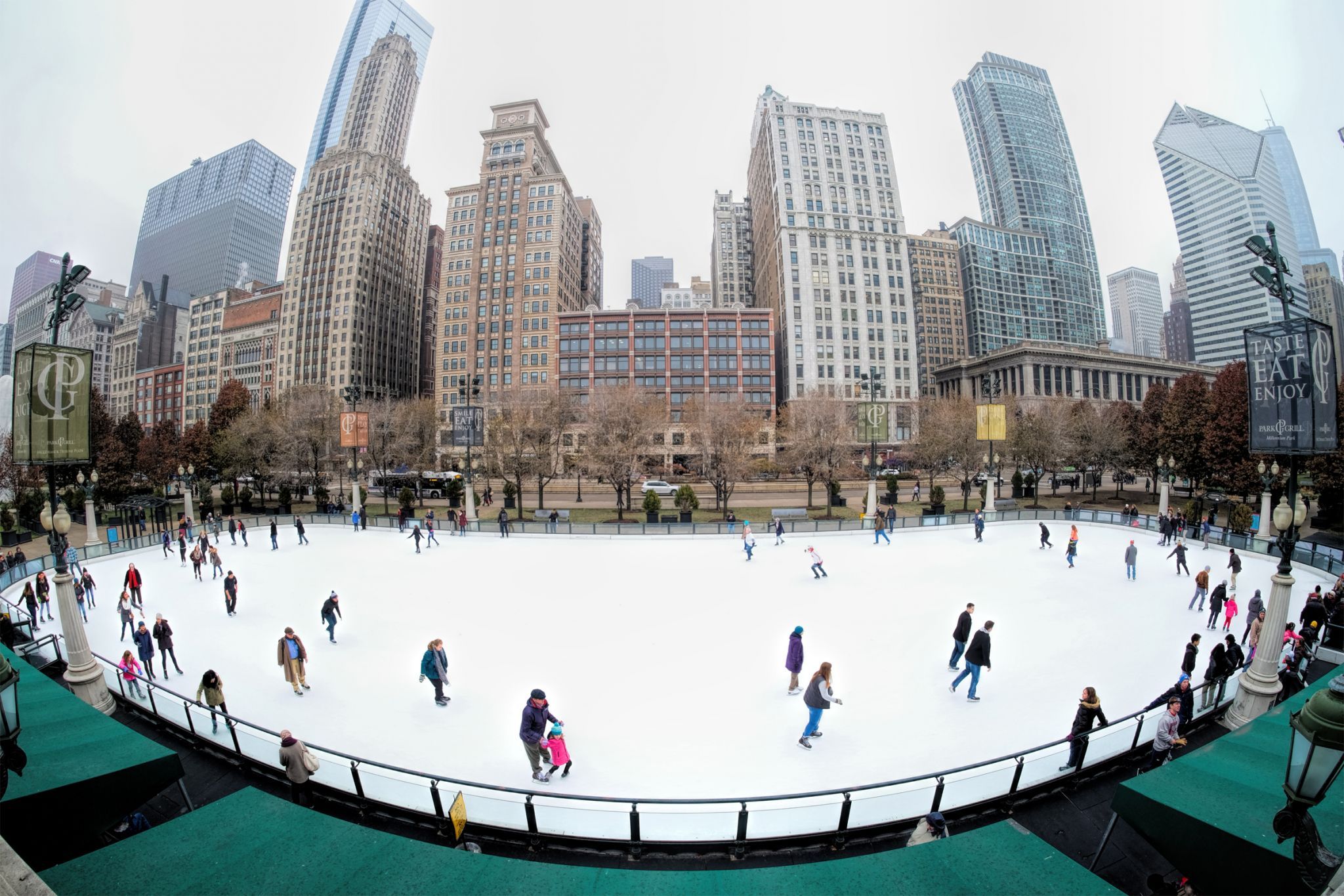 Ice skating at Millennium Park Chicago